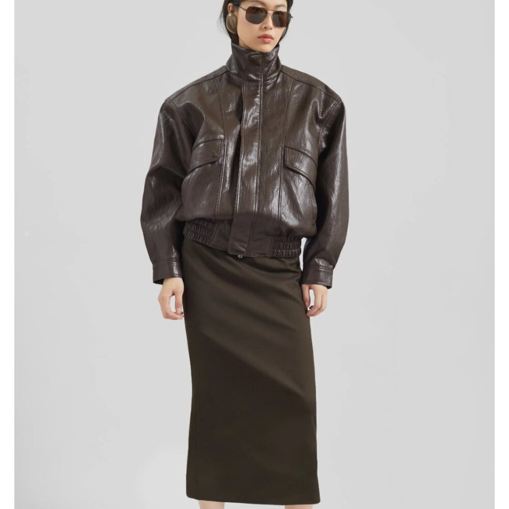 THE FRANKIE SHOP, Burland Faux Leather Jacket - Brown